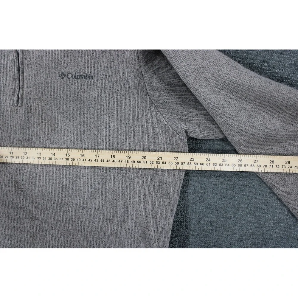 Columbia Mens Gray Quarter Zip Pullover Sweater Heavy Knit Size L RN 69724